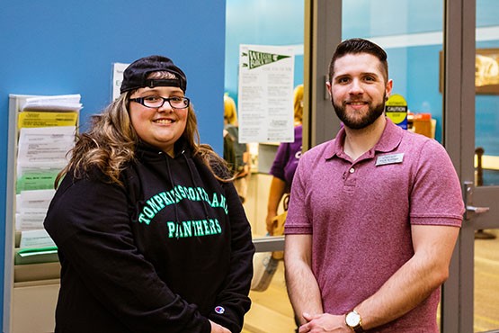 Student and Staff at Dryden Campus